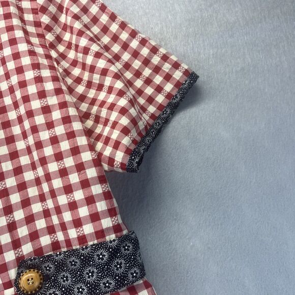 COTTONTAIL ORIGINALS Red Gingham Navy Floral DRESS 14 Vintage 80s 90s Retro Midi - Picture 12 of 16